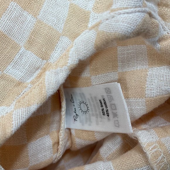 NWT Rylee Cru Bridgette Jumpsuit Shell beige linen plaid Check 8-9Y - Picture 3 of 5